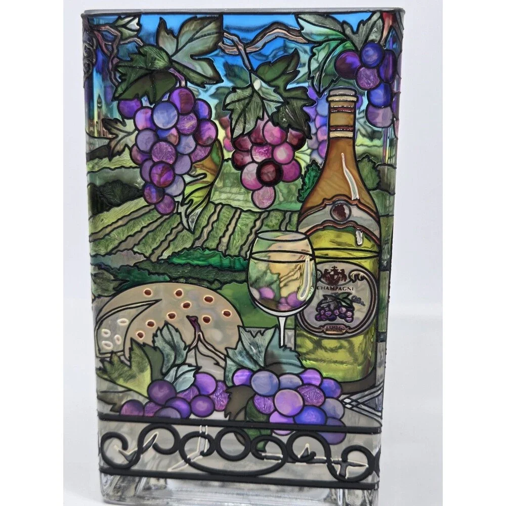 Amia Studios Wine Country Stained Glass Vase 6x4